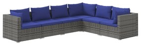 3101718 vidaXL Set mobilier de grădină cu perne, 6 piese, gri, poliratan