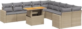 vidaXL Set canapele de grădină cu perne, 11 piese, bej, poliratan