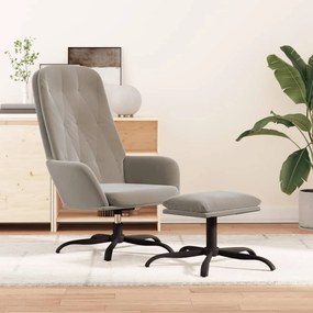 3097630 vidaXL Scaun de relaxare cu taburet, gri deschis, catifea