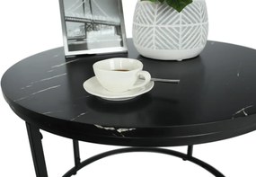 Măsuţă de cafea, marmură neagră / metal negru, GAGIN