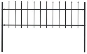 Gard de gradina cu varf ascutit, negru, 1,7 m, otel 1, 0.6 m, 1.7 m