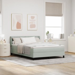 Pat cu saltea Box Spring vidaXL Gri deschis 140x190 cm Catifea