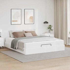 vidaXL Cadru de pat cu saltea Alb pur 160 x 200 cm Piele artificială