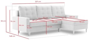 Supermobel Canapea extensibilă de colț AVALON, 227x92x148, kronos 09, stanga