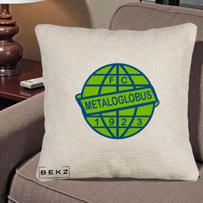Perna Personalizata FC Metaloglobus Bucuresti 1923 Fotbal, 40x40 cm, Bej Canapea, Husa Detasabila, Perna Inclusa, BEKZ®