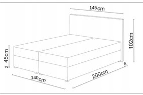 Pat matrimonial Boxspring 140 cm Lilac (motiv + negru) ( cu saltea și sp. depozitare). 1046640