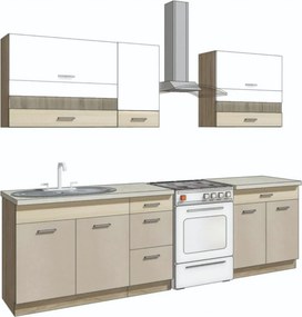 Set bucatarie PREMIO B, carcasa stejar sonoma/fronturi cappuccino si a