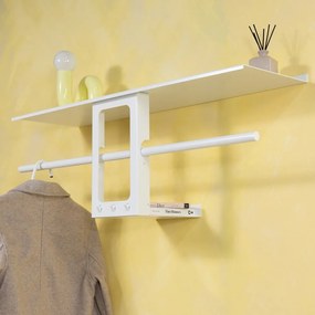 Cuier de perete alb cu raft din oțel 100 cm Luno Small – Spinder Design