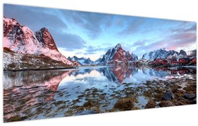 Tablou - Răsărit de soare deasupra Reine (120x50 cm)