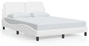 3214111 vidaXL Cadru de pat cu lumini LED, alb, 140x200 cm, piele ecologică