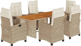 vidaXL Set mobilier pentru grădină, 7 piese, cu perne, bej, poliratan