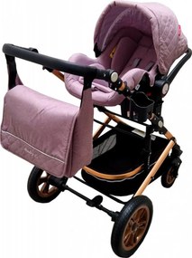 Carucior nou nascuti 3 in 1 Baby Care™ PRO 530, Cu geanta bebe, Cadru Aluminiu , Amortizoare, Roti din cauciuc plin AVE, Landou, Scoica auto, Spatar