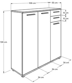 Pantofar Adore Trendline, 3 usi si 2 sertare, 10 rafturi, 108 x 108 x 35 cm