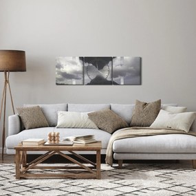 Tablou - Munții din Islanda, colaj geometric (cu ceas) (90x30 cm)