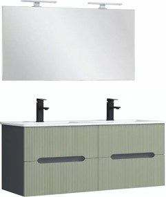Trent Mobilier de baie 120 cm lavoar ceramic cu oglindă 60x120 cm gri antracit-verde-oliv