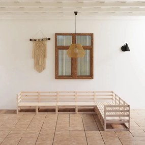 Set mobilier de relaxare pentru gradina 8 piese lemn masiv pin Maro, 1, nu