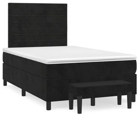 3270477 vidaXL Pat box spring cu saltea, negru, 120x190 cm, catifea