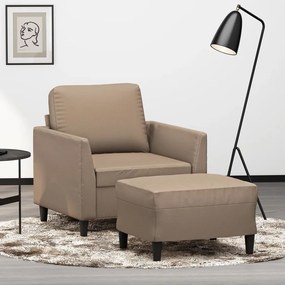 3153496 vidaXL Fotoliu canapea cu taburet, cappuccino, 60 cm, piele ecologică
