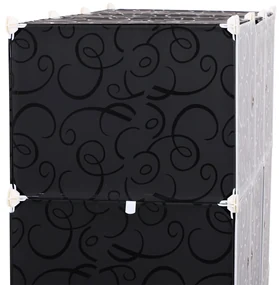 HOMCOM Dulap Modular pentru Haine, 12 Cuburi, DIY, Polipropilenă, Alb și Negru, 111x47x145 cm | Aosom Romania