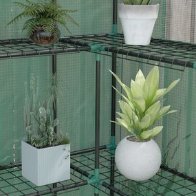 Outsunny Seră de grădină cu 1 ușă, 2 ferestre și 2 rafturi în formă de U pentru Legume Plante Flori Husă PE 140x73x190 cm | Aosom Romania