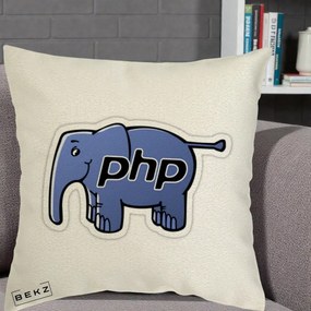 Perna Personalizata PHP Elephant, 40x40 cm, Ecru, Husa Detasabila, Perna Inclusa, BEKZ®