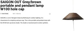 Lampa/Pendul portabil iluminat exterior decorativ SAIGON hole cap W100 gri/maro