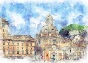 Tablou pe sticlă - Biserica Santa Maria di Loreto, Roma, Italia (70x50 cm)