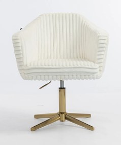 HR832CROSS Scaun Alb Teddy Cord cu Bază Aurie