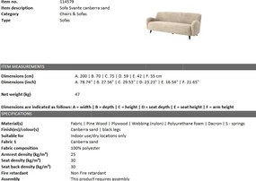 Canapea design elegant LUX Svante, sand 114579 HZ