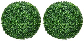 HOMCOM Set de 2 Bile Artificiale, Bile de Arbori Topiari din Buxus,  Ø40cm, Verde | Aosom Romania