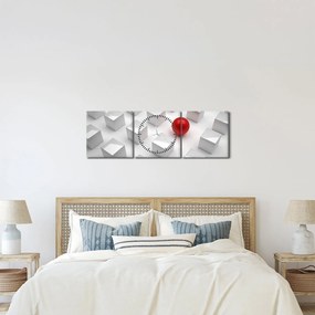 Tablou cu abstracție - cub cu bilă (cu ceas) (90x30 cm)