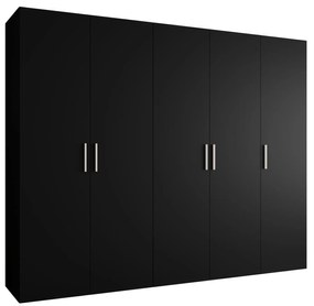 Dulap de haine 250 cm Borry 1 (Negru + Argintiu). 1125784