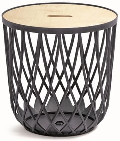 Cos universal cu capac din lemn, 55 l, lemn natural / antracit