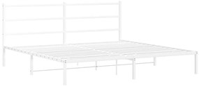 355421 vidaXL Cadru de pat metalic cu tăblie, alb, 200x200 cm