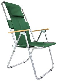 Scaun camping pliant cu cotiere si perna, structura metalica, verde