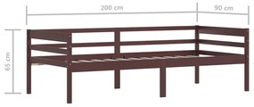Cadru de pat, maro inchis, 90x200 cm, lemn masiv de pin Maro inchis