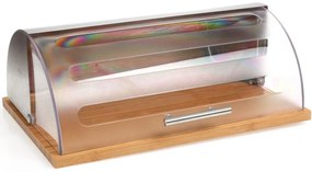 Cos servire pentru paine, Secret de Gourmet, 37x27x15 cm, Lemn, Maro/Transparent