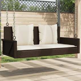 vidaXL Bancă de balansoar cu perne, maro, 119x56x48 cm, poliratan
