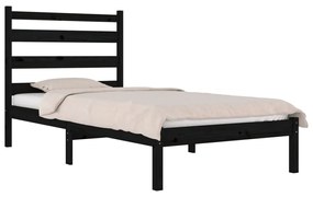 Cadru de pat Single 3FT, negru, 90x190 cm, lemn masiv de pin Negru, 90 x 190 cm