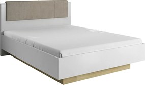 Cadru pat CITY 160x200, alb/stejar grandson, stofa/DTD/metal
