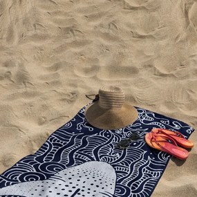 Prosop de plajă albastru închis 90x180 cm Shark – DecoKing