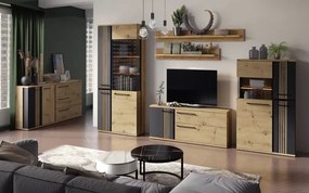 Living Molto A2/Biblioteca, 335 cm x 195 cm x 37 cm, artisan cu negru