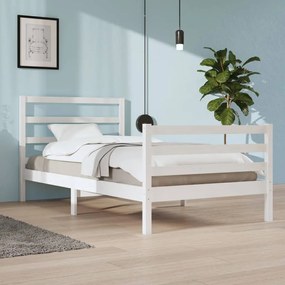 3104997 vidaXL Cadru de pat, alb, 100x200 cm, lemn masiv de pin