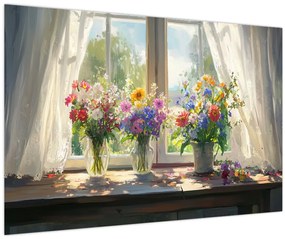 Tablou - Buchet la fereastră (90x60 cm)