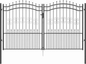 vidaXL Poartă din Gard cu Vârf de Lancă Gri 305 x 175 cm Oțel