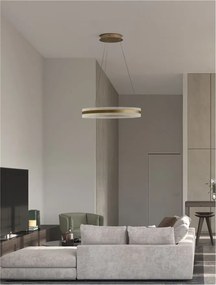 Lustra LED suspendata, dimabila, design modern Agos auriu 60cm