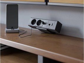 Priză pentru birou Bar GTV, 2 prize Schuko, USB A + C, HDMI, RJ45, negru, 166.5 x 96 mm Negru, Aluminiu/Plastic, L:166.5 mm; l:96 mm; H:170 mm
