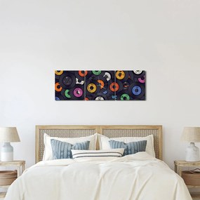 Tablou - plăci de gramofon (cu ceas) (90x30 cm)