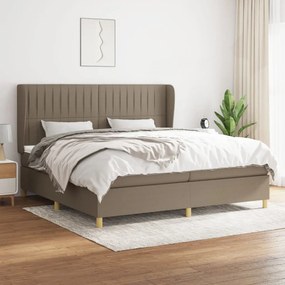 vidaXL Pat box spring cu saltea, gri taupe, 200x200 cm, textil