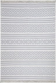 Covor 22996A, 60x100 cm, forma dreptunghiulara, bumbac, alb/gri